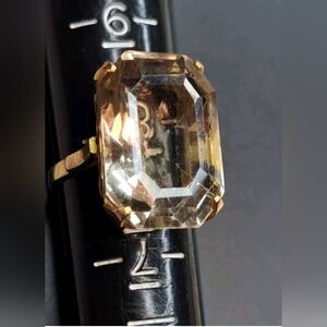 Estate Jewelry Smokey Quartz sz 8 Ring 10K Cocktail Ring